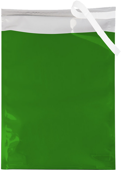 Green Foil 32lb 10 x 13 Open End Envelopes with Peel & Seal