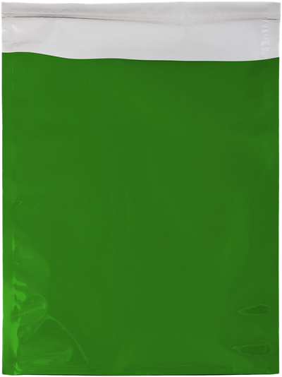 Green Foil 32lb 10 x 13 Open End Envelopes with Peel & Seal