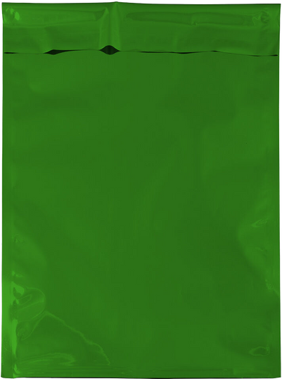 Green Foil 32lb 10 x 13 Open End Envelopes with Peel & Seal