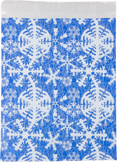 Blue Snowflake Foil 32lb 9 x 12 Open End Envelopes with Peel & Seal