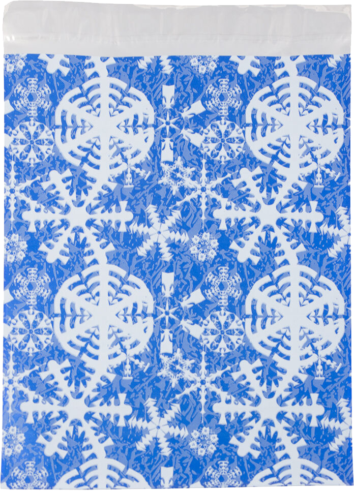 Blue Snowflake Foil 32lb 9 x 12 Open End Envelopes with Peel & Seal