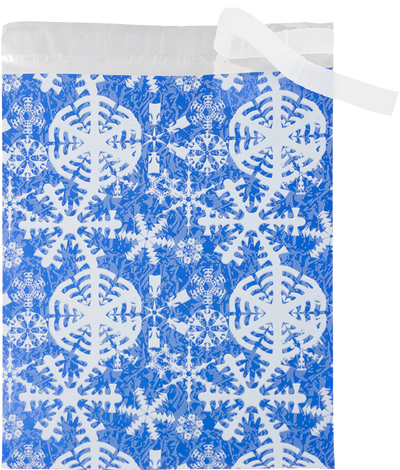 Blue Snowflake Foil 32lb 9 x 12 Open End Envelopes with Peel & Seal