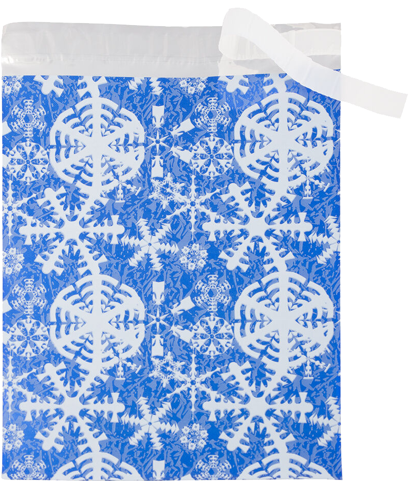 Blue Snowflake Foil 32lb 9 x 12 Open End Envelopes with Peel & Seal