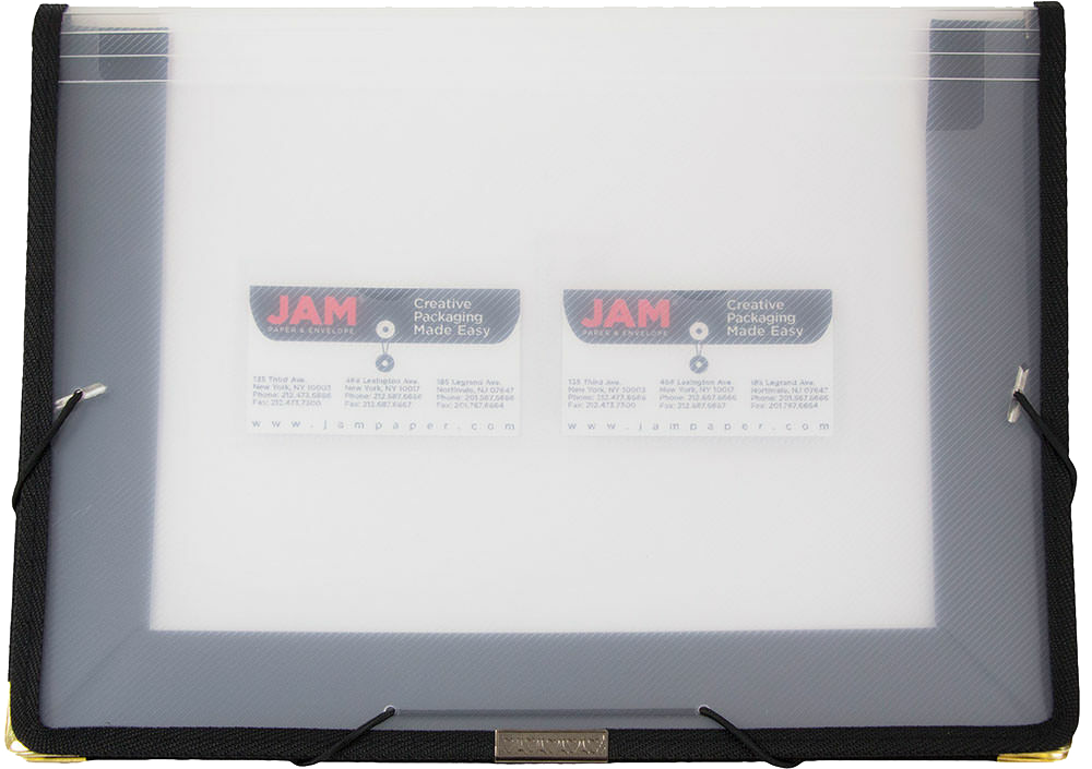Clear 9 3/4 x 13 Plastic Portfolios with Fabric Edges and Elastic