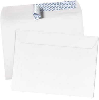 White 28lb 9 x 12 Booklet Envelopes with Peel & Seal