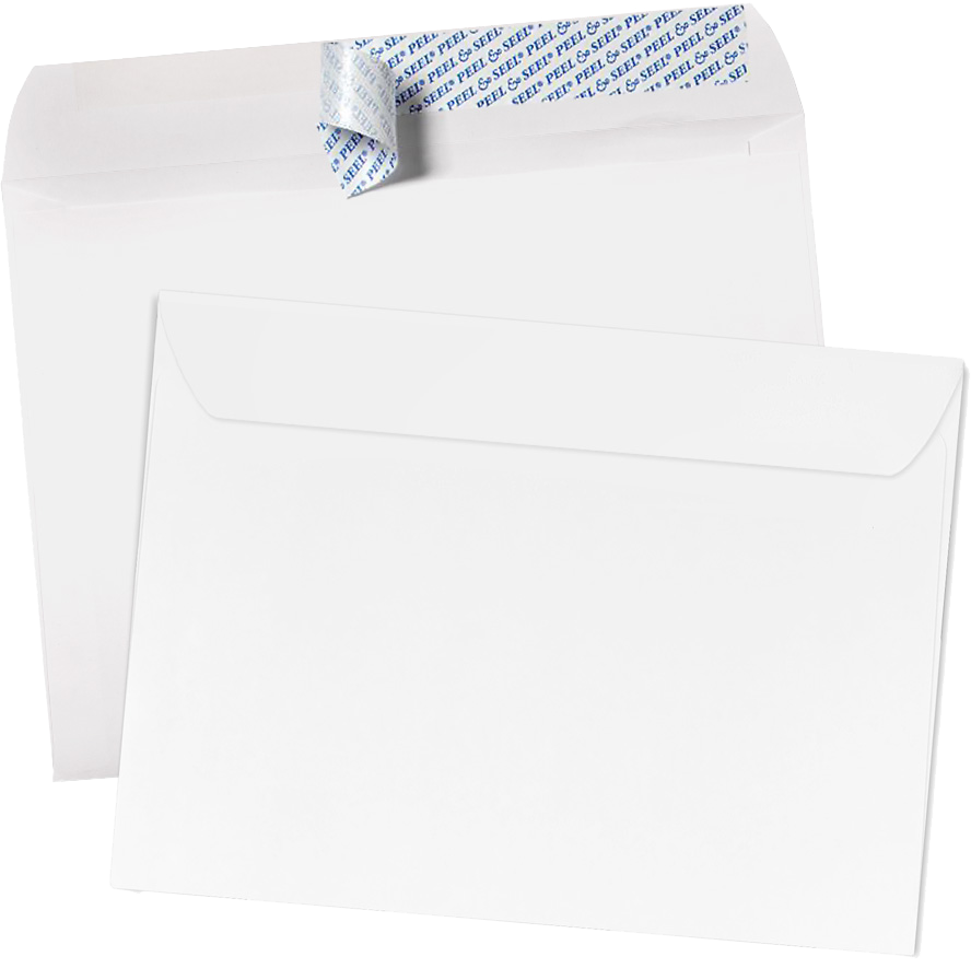 White 28lb 9 x 12 Booklet Envelopes with Peel & Seal