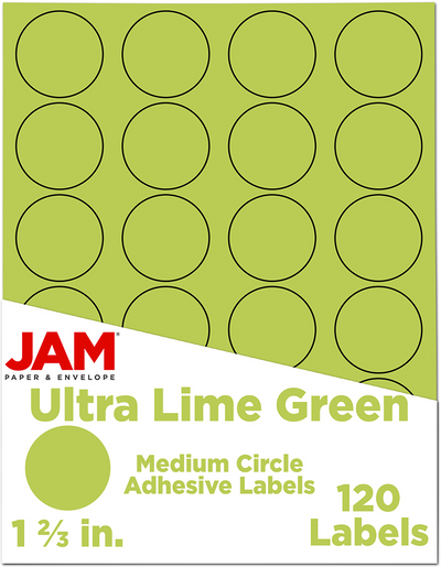 Ultra Lime Green Medium 1 2/3 Inch Round Labels