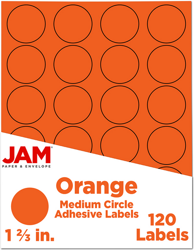 Orange Medium 1 2/3 Inch Round Labels