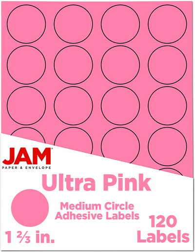 Ultra Pink Medium 1 2/3 Inch Round Labels