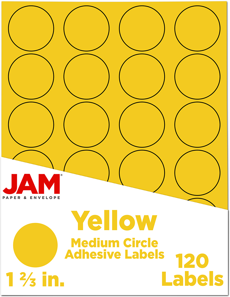 Yellow Medium 1 2/3 Inch Round Labels