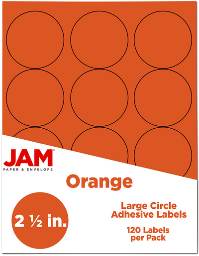 Orange Large 2 1/2 Inch Round Labels