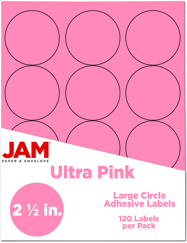 Ultra Pink Large 2 1/2 Inch Round Labels