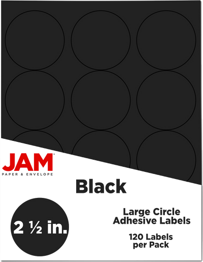 Black Medium 2 1/2 Inch Round Labels