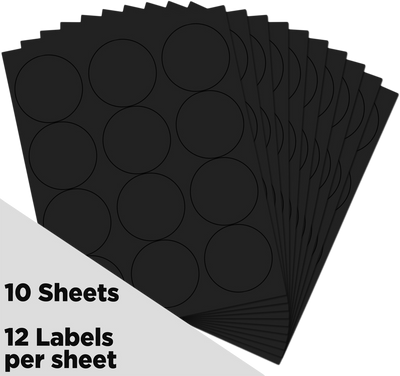 Black Medium 2 1/2 Inch Round Labels
