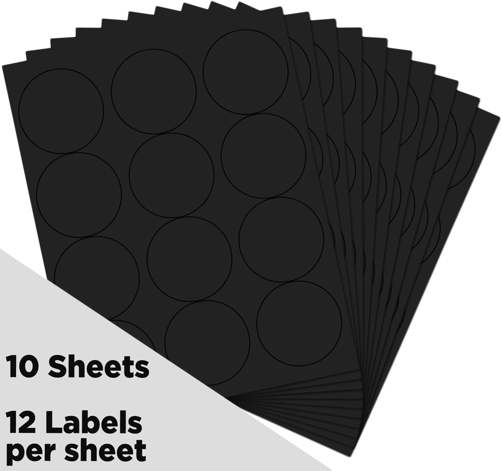 Black Medium 2 1/2 Inch Round Labels