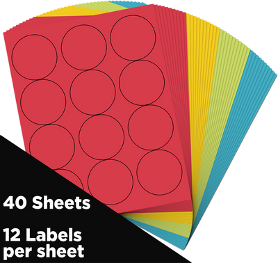 Assorted Brights Medium 1 2/3 Inch Round Labels