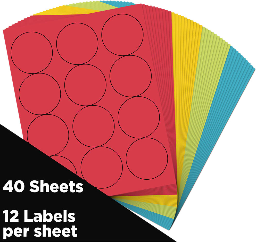 Assorted Brights Medium 1 2/3 Inch Round Labels