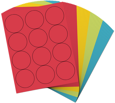 Assorted Brights Medium 1 2/3 Inch Round Labels