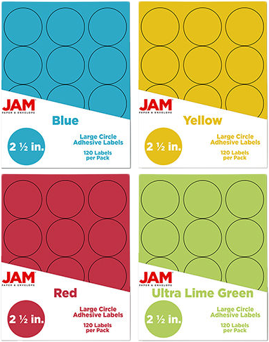 Assorted Brights Medium 1 2/3 Inch Round Labels