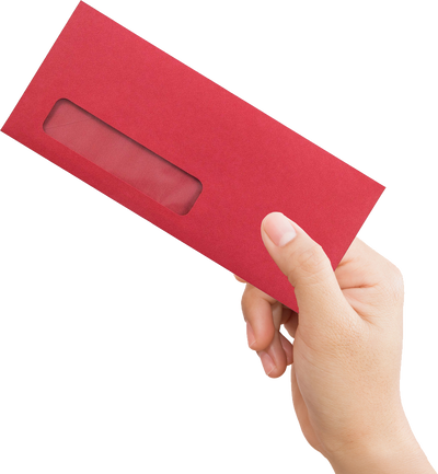 Red 24lb #10 Window Envelopes (4 1/8 x 9 1/2)