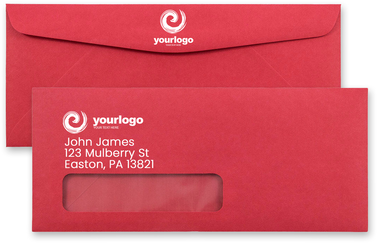 Red 24lb #10 Window Envelopes (4 1/8 x 9 1/2)