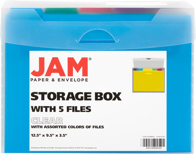 Clear Storage Box with 5 Assorted Files