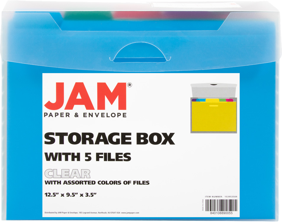 Clear Storage Box with 5 Assorted Files
