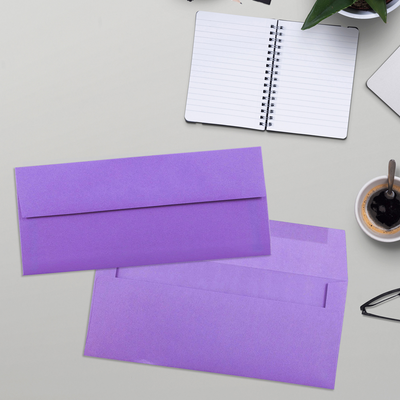Violet Grape Purple 28lb #10 Square Flap Envelopes (4 1/8 x 9 1/2)
