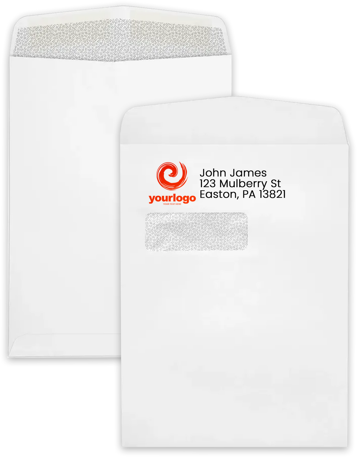 White with Security Tint 28lb 9 x 12 Open End Window Envelopes