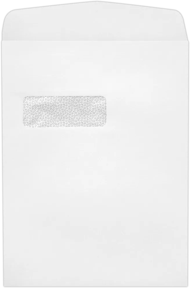 White with Security Tint 28lb 9 x 12 Open End Window Envelopes