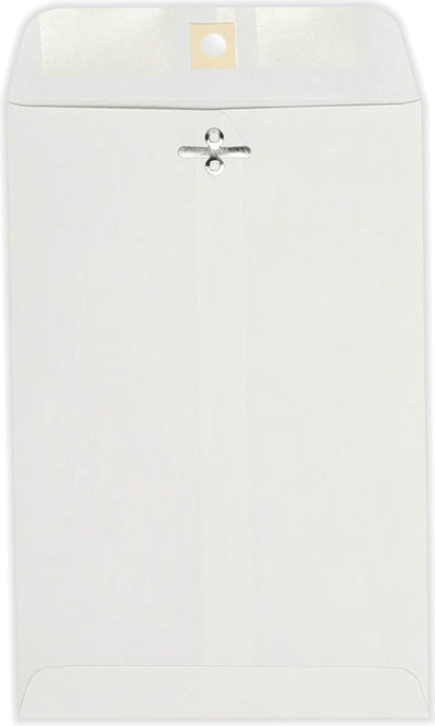 White 28lb 6 x 9 Open End Envelopes with Clasp