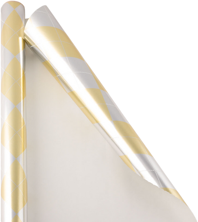Silver and Gold Argyle Christmas Wrapping Paper (12 Sq Ft)