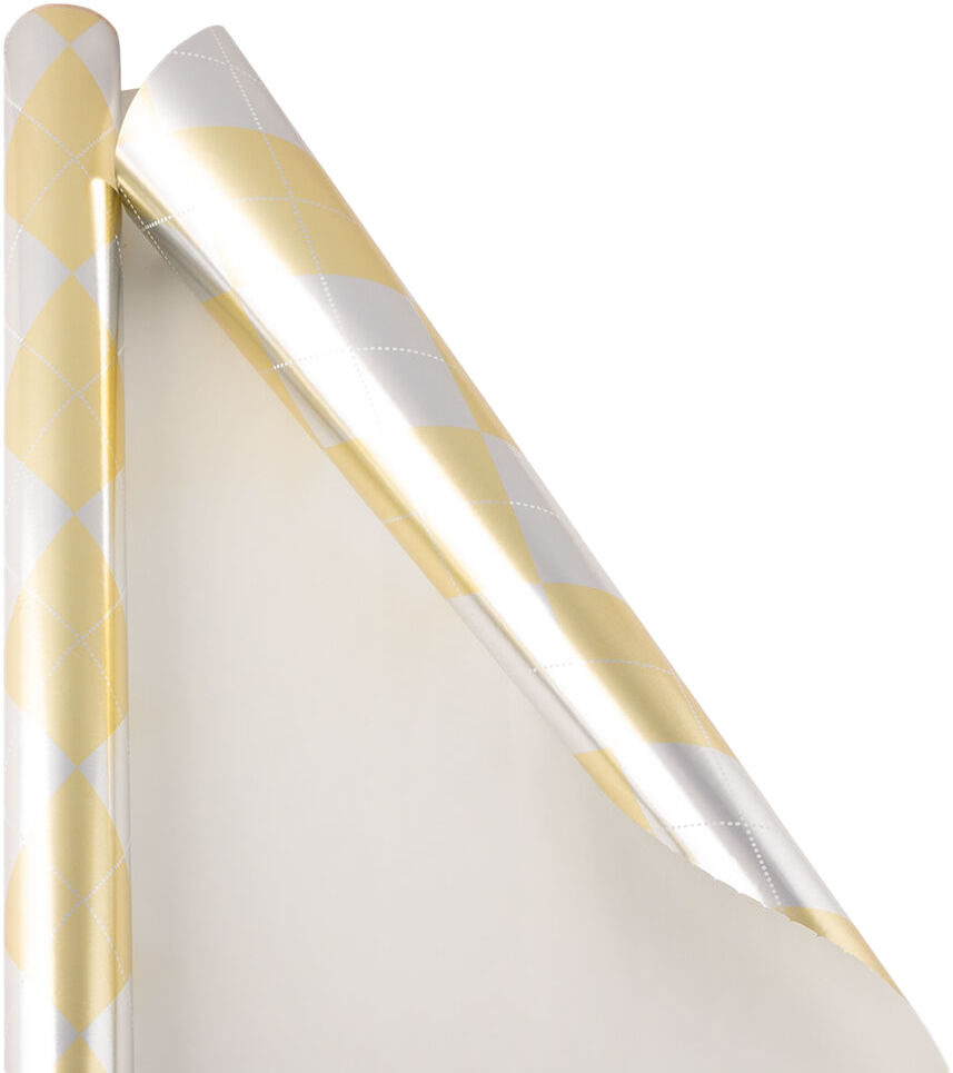 Silver and Gold Argyle Christmas Wrapping Paper (12 Sq Ft)