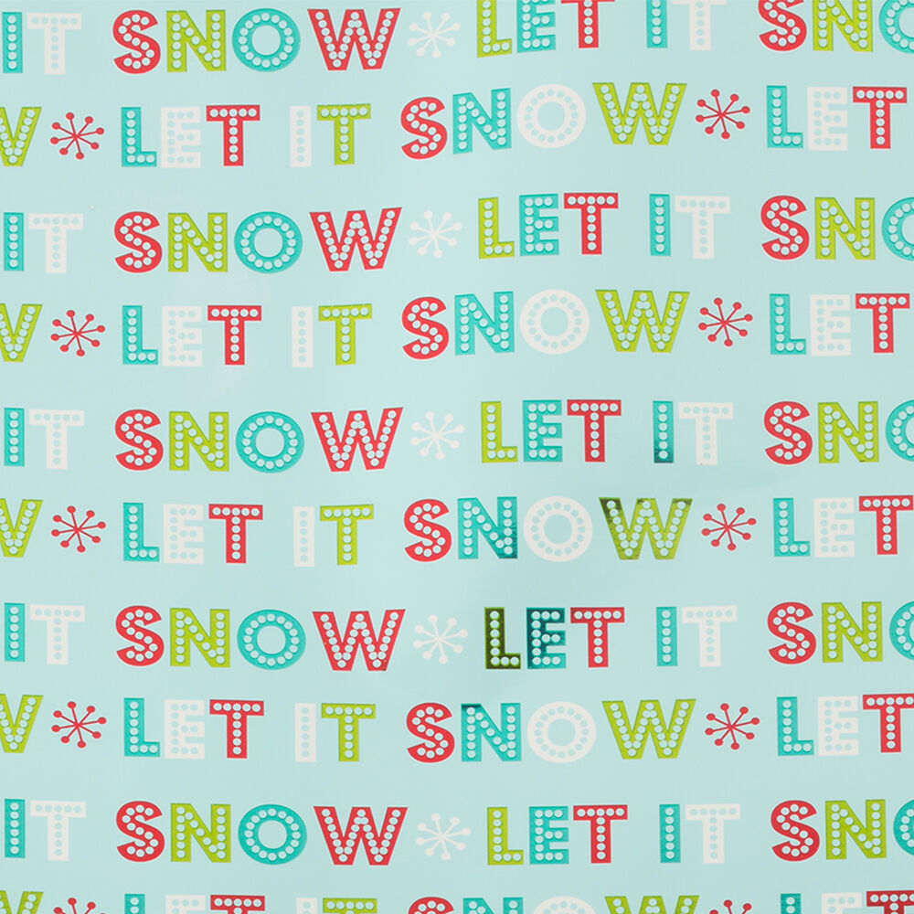 Light Blue "Let It Snow" Christmas Wrapping Paper (25 Sq Ft)