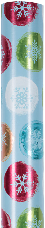 Painted Snowflake Orbs Christmas Wrapping Paper (25 Sq Ft)