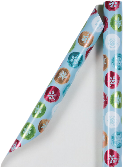 Painted Snowflake Orbs Christmas Wrapping Paper (25 Sq Ft)