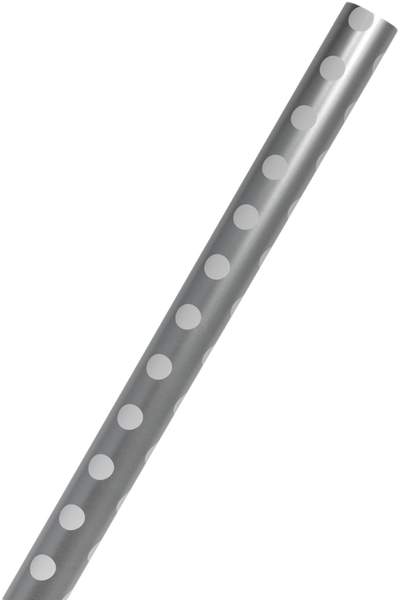Silver with White Polka Dots Wrapping Paper (25 Sq Ft) 20lb