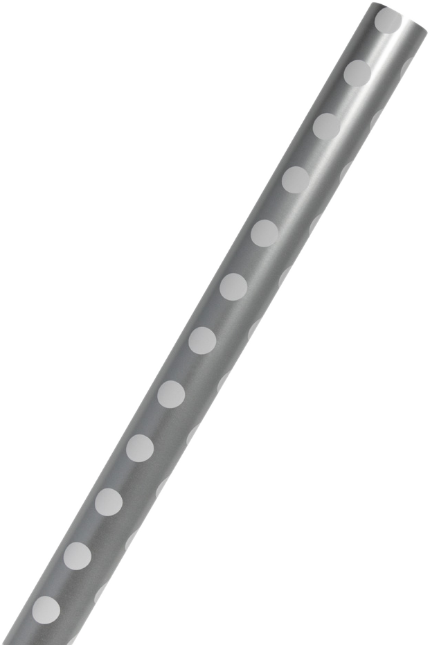 Silver with White Polka Dots Wrapping Paper (25 Sq Ft) 20lb