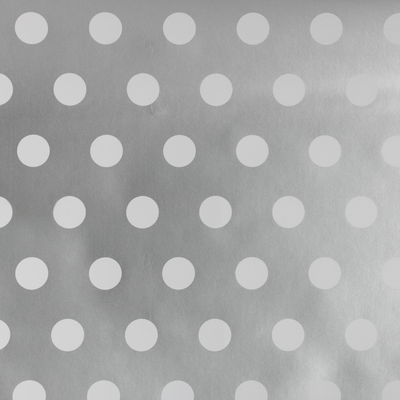 Silver with White Polka Dots Wrapping Paper (25 Sq Ft) 20lb