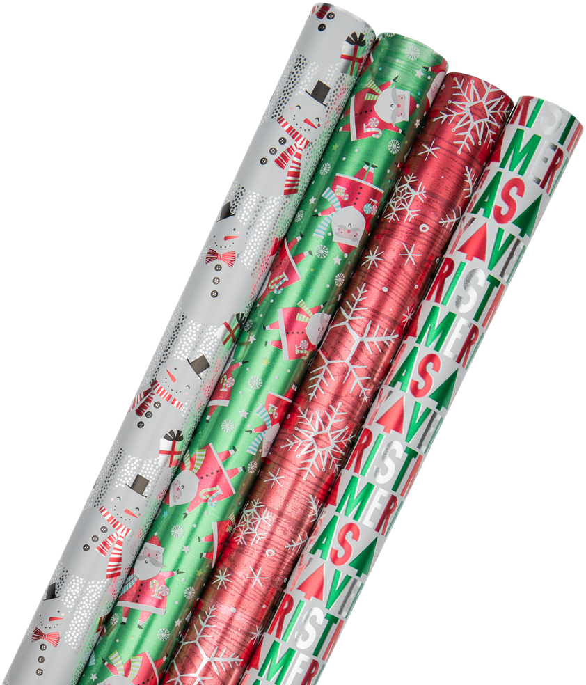 Red HoHoHo Santa Christmas Wrapping Paper Set (100 Sq Ft) - 4 Rolls