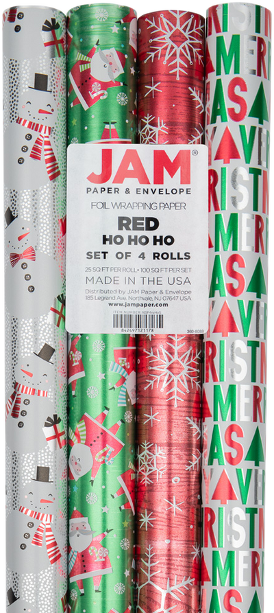 Red HoHoHo Santa Christmas Wrapping Paper Set (100 Sq Ft) - 4 Rolls