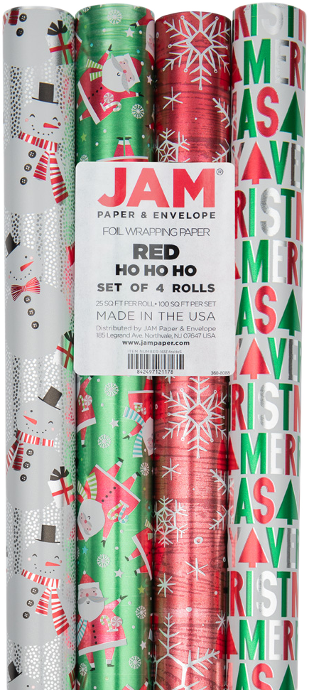 Red HoHoHo Santa Christmas Wrapping Paper Set (100 Sq Ft) - 4 Rolls