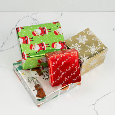 Holographic Merry Christmas Wrapping Paper Set (100 Sq Ft) - 4 Rolls