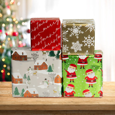 Holographic Merry Christmas Wrapping Paper Set (100 Sq Ft) - 4 Rolls