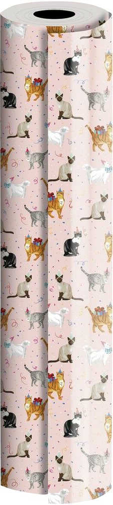 Festive Felines 30" x 208' Bulk Wrapping Paper (520 Sq Ft)