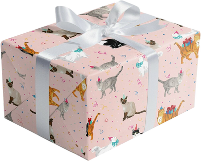 Festive Felines 30" x 208' Bulk Wrapping Paper (520 Sq Ft)