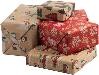 Kids Kraft Christmas Wrapping Paper Set (125 Sq Ft) - 5 Rolls