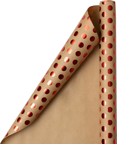 Red Foil Dots Wrapping Paper (25 Sq Ft)
