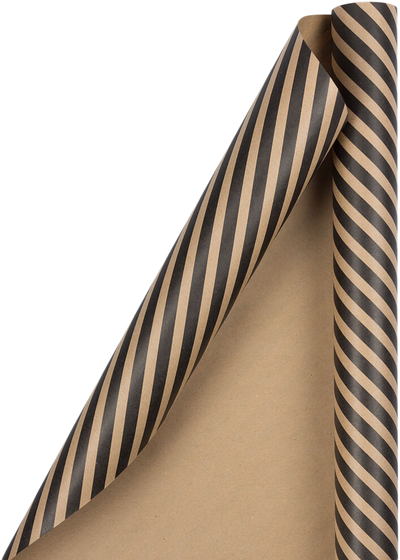 Brown Kraft and Black Stripes Wrapping Paper (25 Sq Ft)