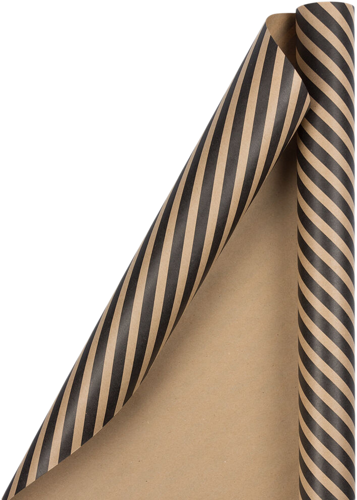 Brown Kraft and Black Stripes Wrapping Paper (25 Sq Ft)